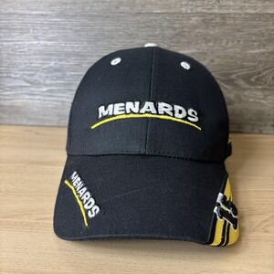 Menards Hat Cap Strap Back Black Yellow 15 Embroidered Racing Promo Mens